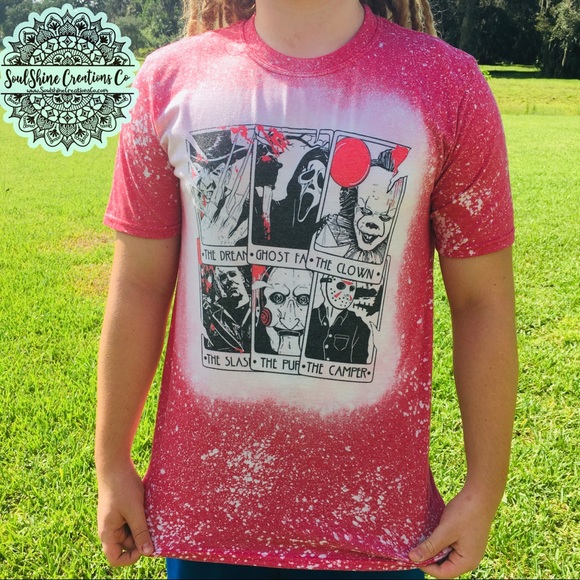 Tops - Horror Tarot Cards Bleached Shirt